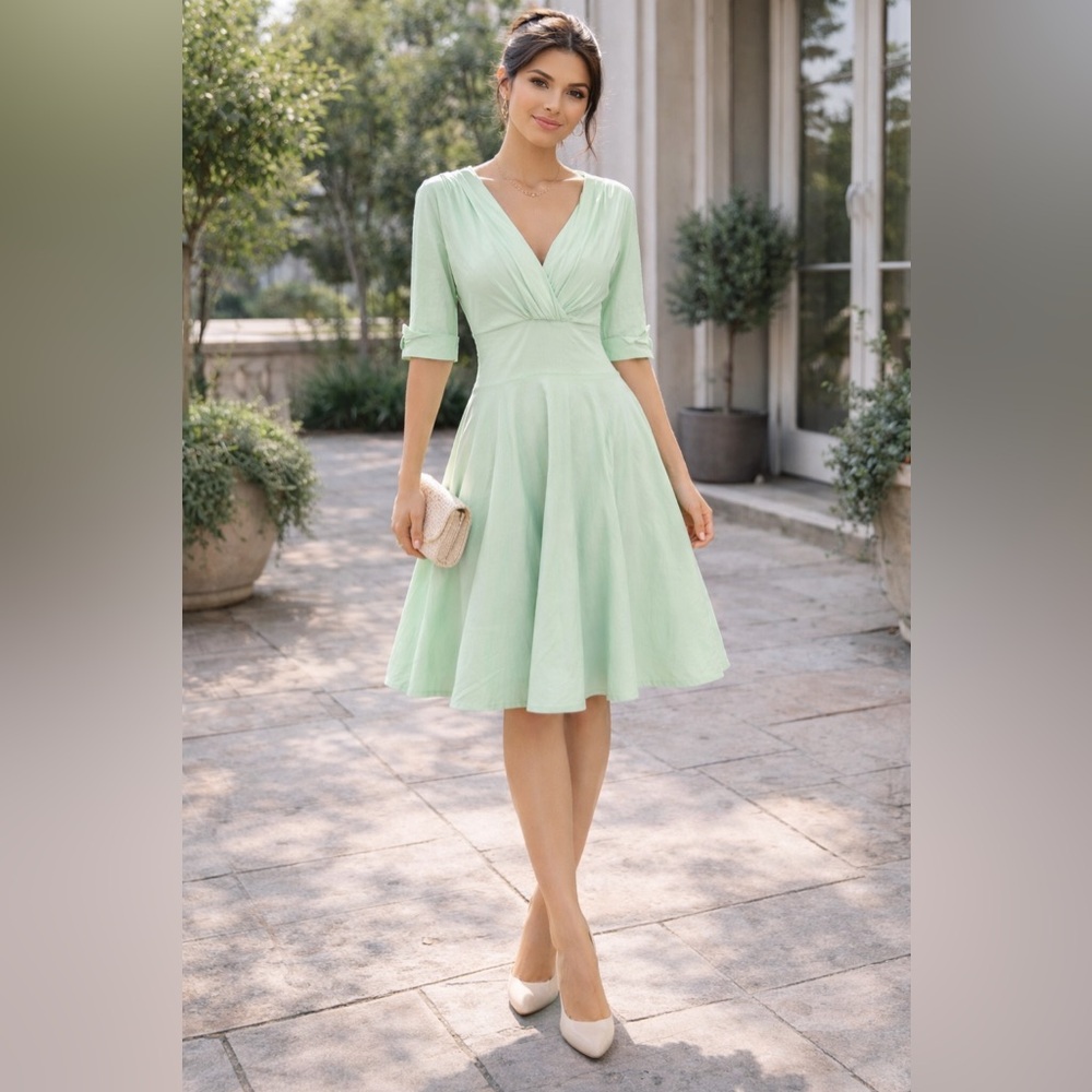 UNIQUE VINTAGE Mint Green Wrap Dress